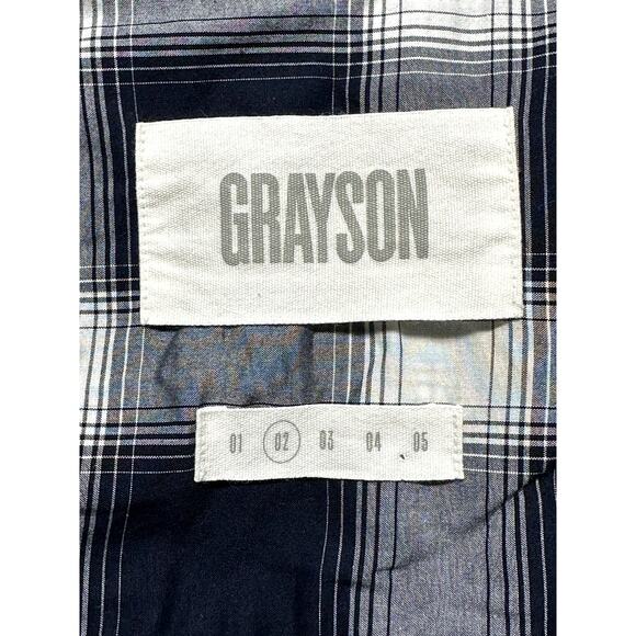 Grayson Frank & Eileen Top Womens 02 US Small Navy Gray Plaid The Hero Button Up - Picture 6 of 9